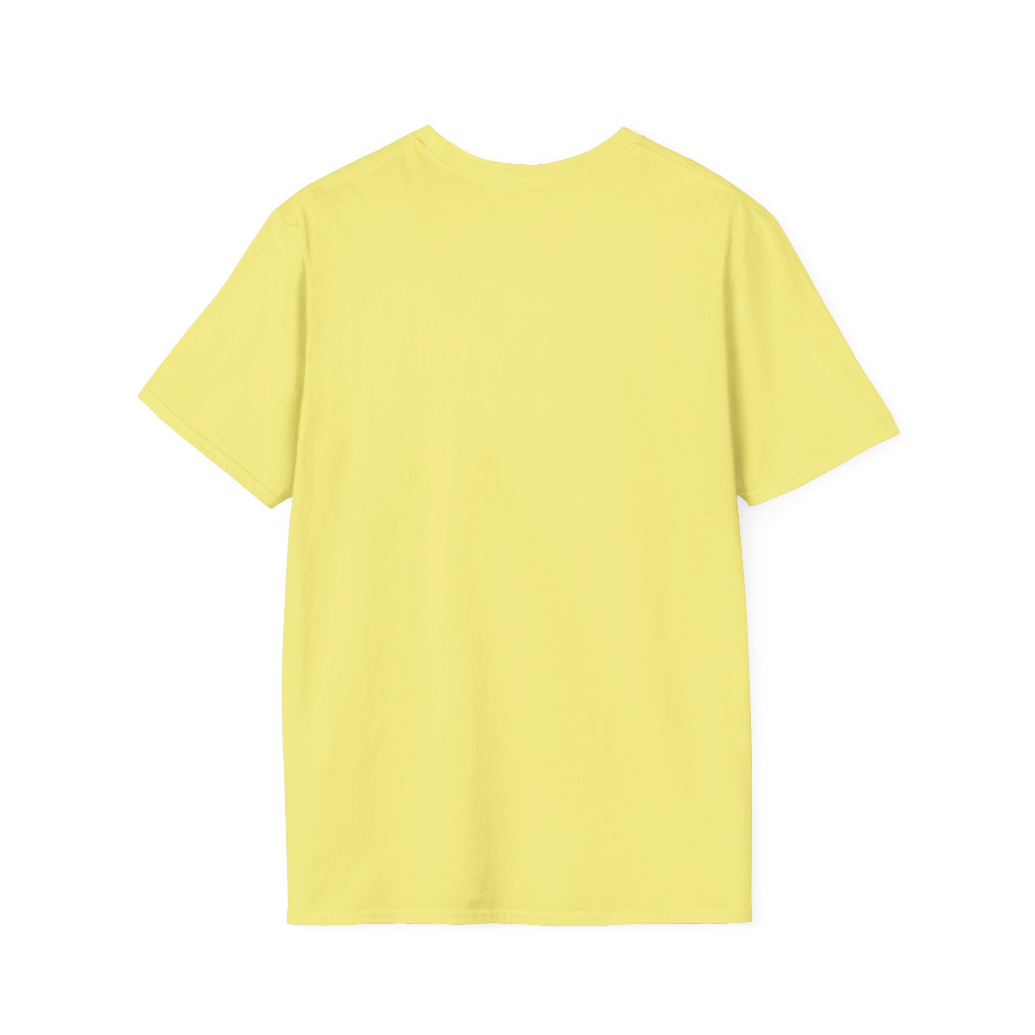 A Mighty Fortress is Our Dog T-Shirt back view in yellow, plain with no graphic, showing the clean back of the shirt.