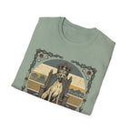 For the Love of Dog Great Dane T-Shirt close-up detail of the collar and top of the graphic on a navy blue shirt showing the ornate thorn border and dog crown.