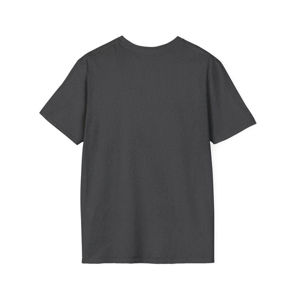 Creation of Adam T-Shirt back view flat lay in dark heather grey, showing a plain back with no graphic.