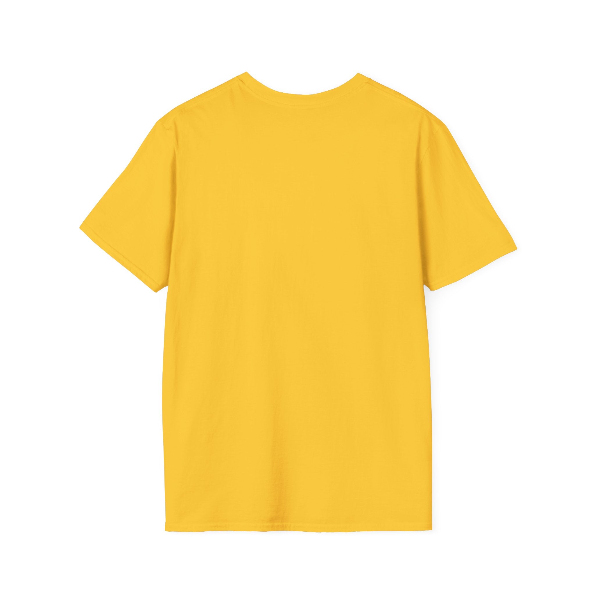 Thank Dog It's Friday T-Shirt plain back view on yellow shirt, showing the clean reverse of the unisex tee.