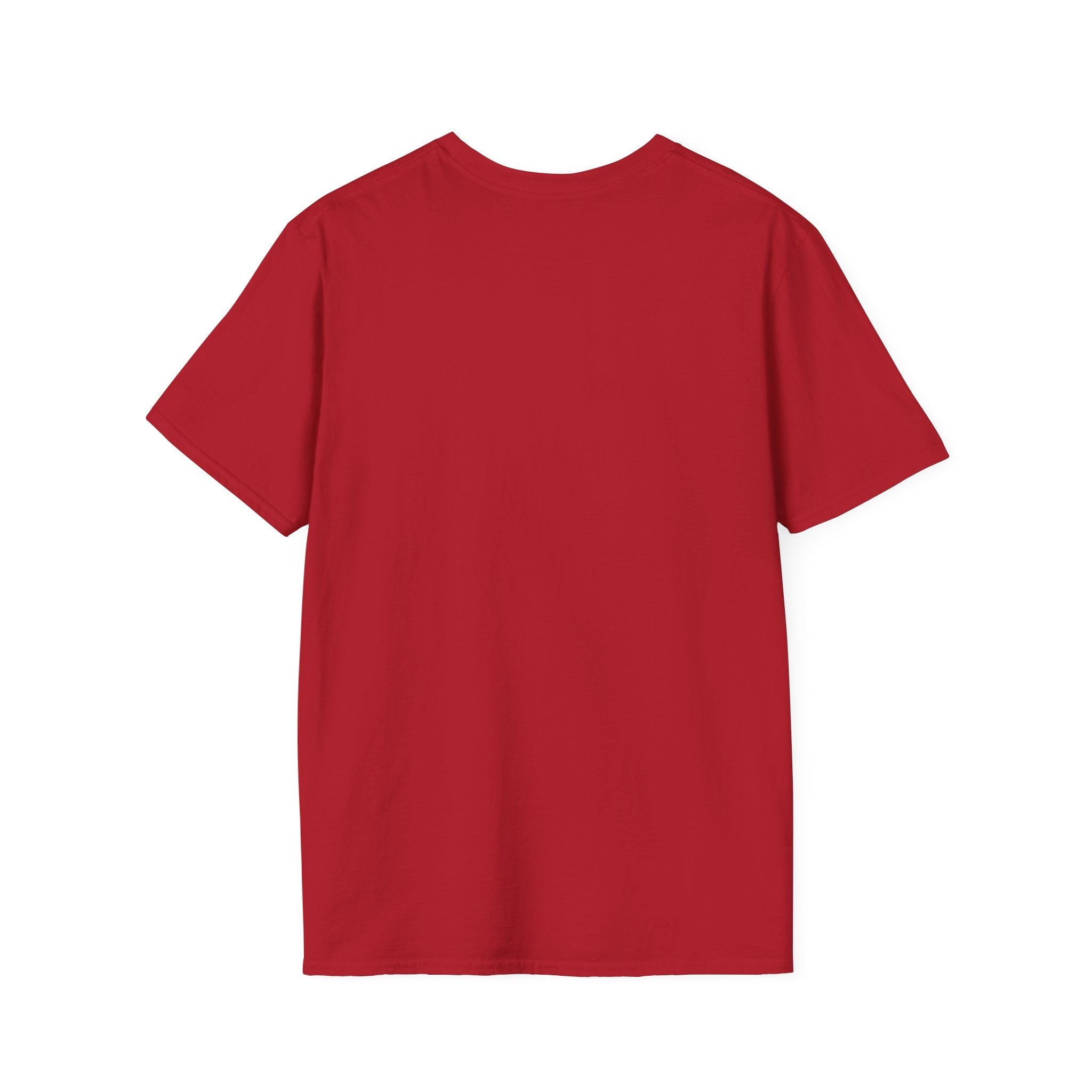 Let Go Let Dog Poodle T-Shirt, back view of plain red unisex tee showing no back print.