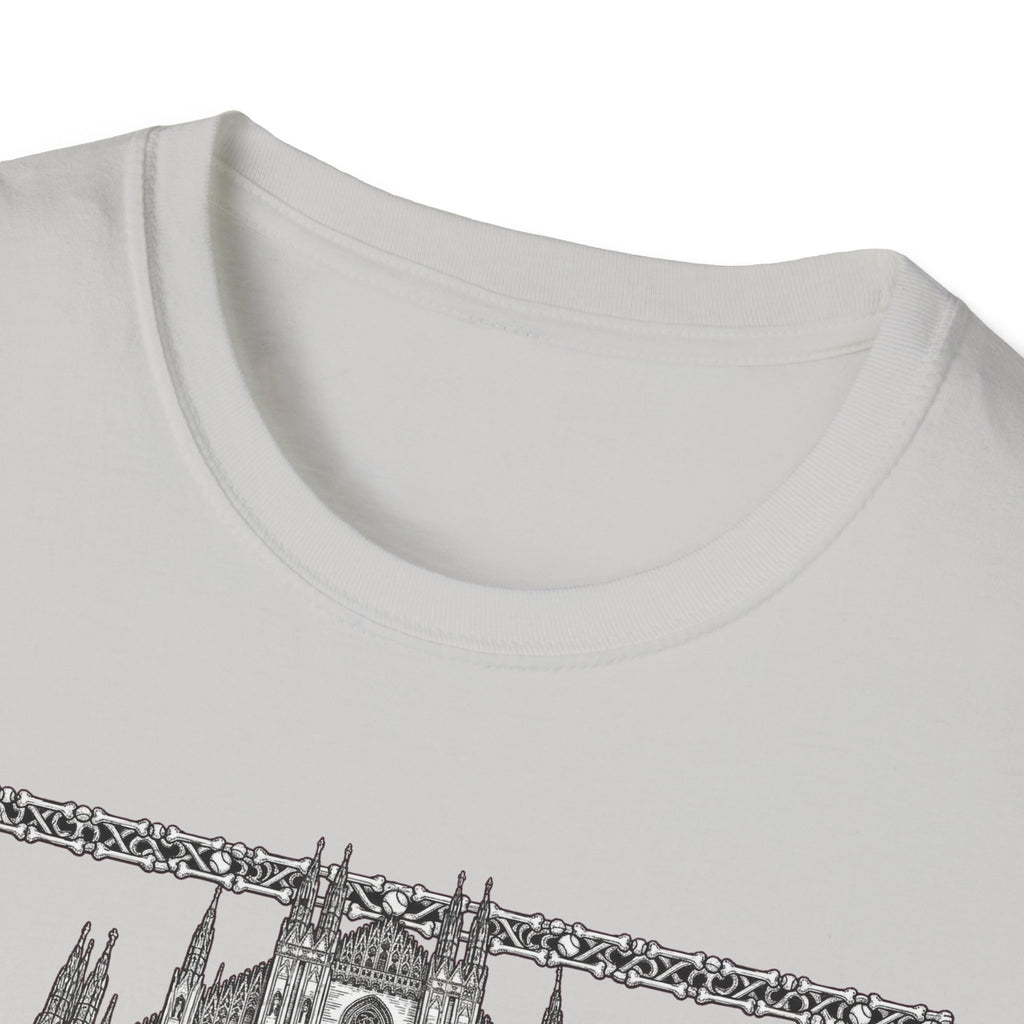 A Mighty Fortress is Our Dog T-Shirt back view in white, plain with no graphic, showing the clean back of the shirt.