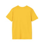Believe in the Power of Dog Shih Tzu Line Art T-Shirt in yellow gold, back view flat lay showing a plain yellow back with no graphic.