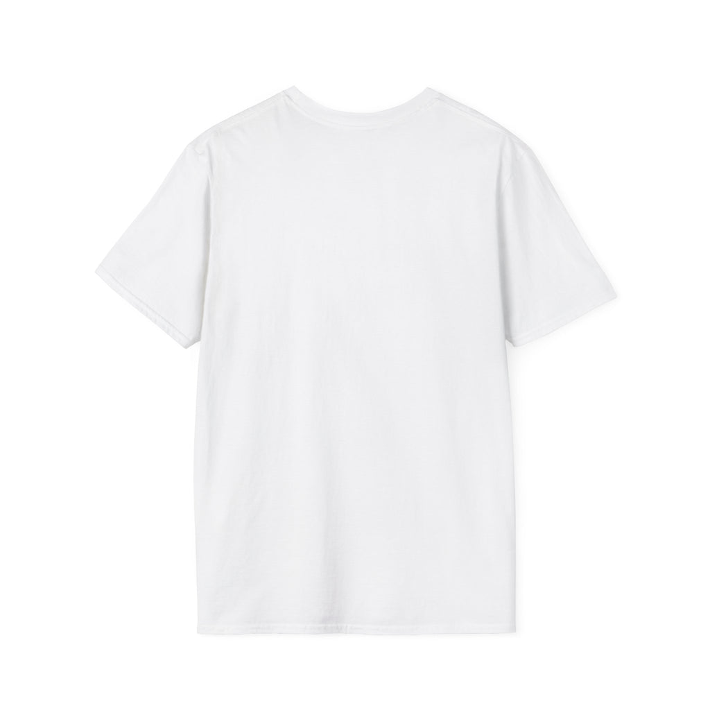 Believe in the Power of Dog T-Shirt back view flat lay in white, plain crew neck tee with no back print.