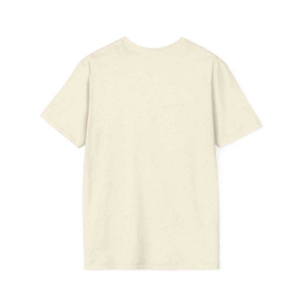 Believe in the Power of Dog T-Shirt back view flat lay in natural cream, plain crew neck tee with no back print.