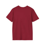 How Great Thou Bark Sight Hound T-shirt back view flat lay, cardinal red shirt showing the plain back of the unprinted shirt.