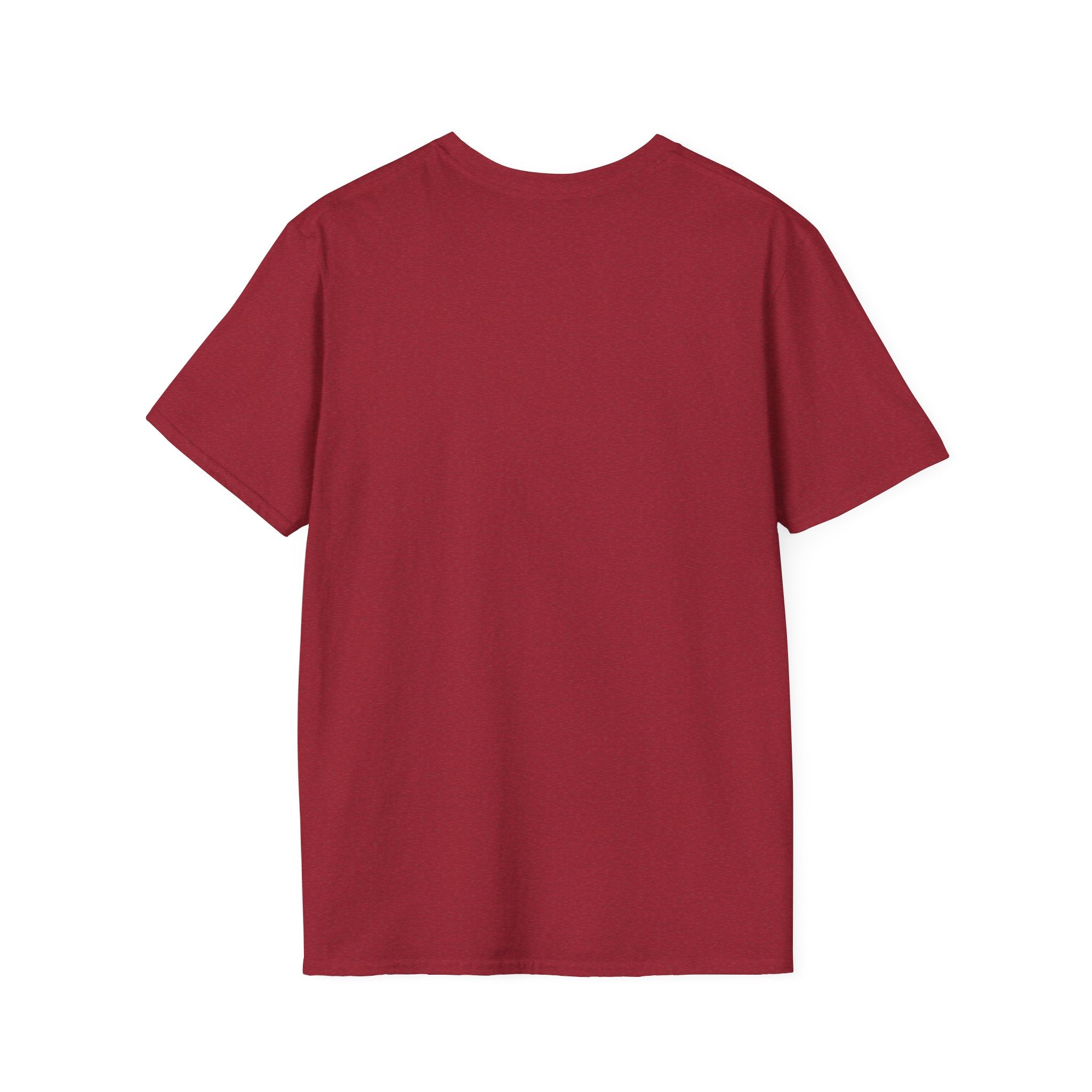 Believe in the Power of Dog T-shirt back view flat lay in cardinal red, showing a plain back with no graphic.