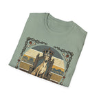 For the Love of Dog Whippet T-Shirt folded view in navy blue showing the crowned whippet on throne graphic with thorn and bone border.