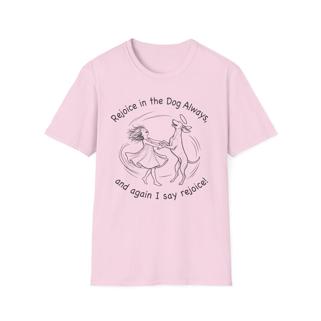 Sparse pen-and-ink illustration of a girl and a sleek Vizsla spinning together, his elegant outline and long ears flying outward in motion