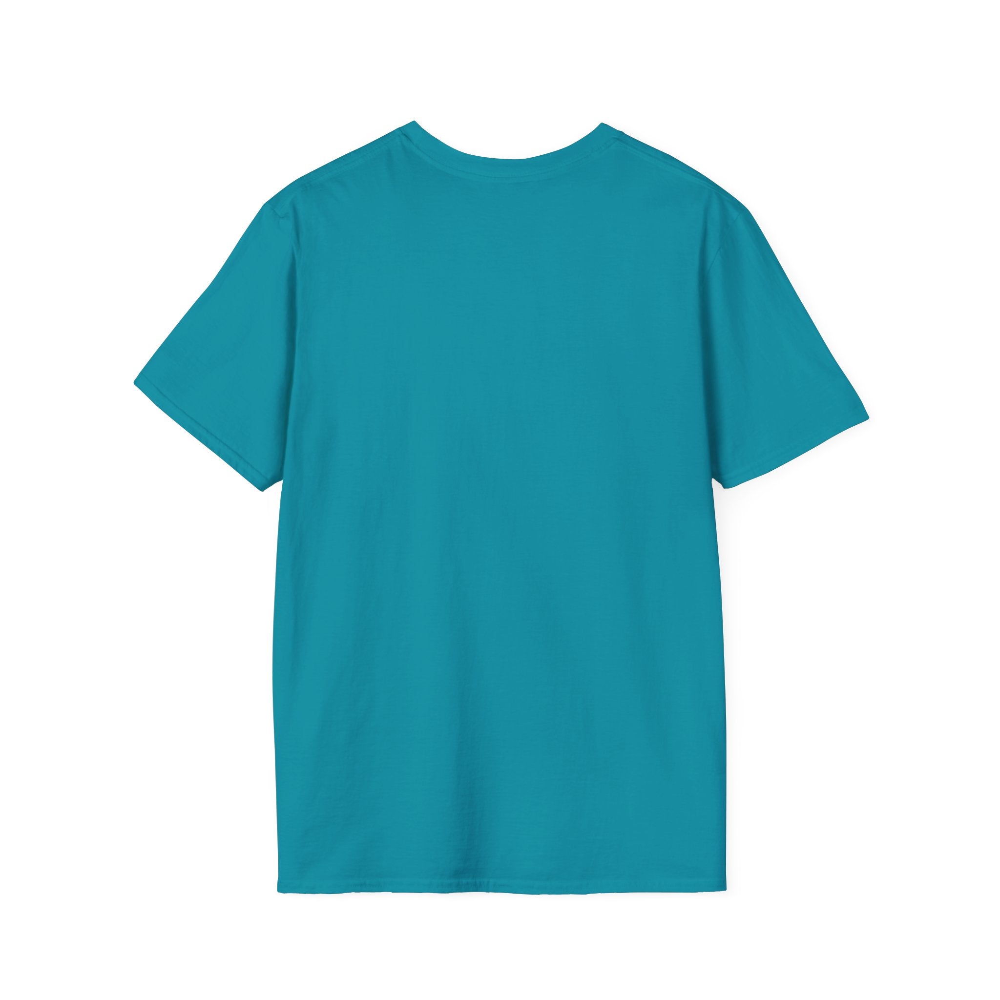 Creation of Adam T-Shirt back view flat lay in tropical teal, showing a plain back with no graphic.