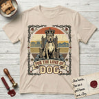 For the Love of Dog Pitbull T-Shirt flat lay in Sand, featuring a vintage badge of a crowned Pitbull seated on a throne.
